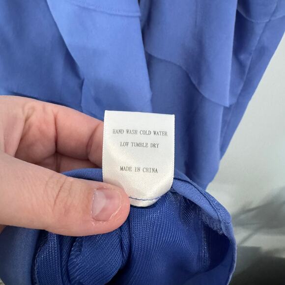 Lush Periwinkle Blue Mini Dress w/ Ruffle Tiers Size Medium - Picture 7 of 7